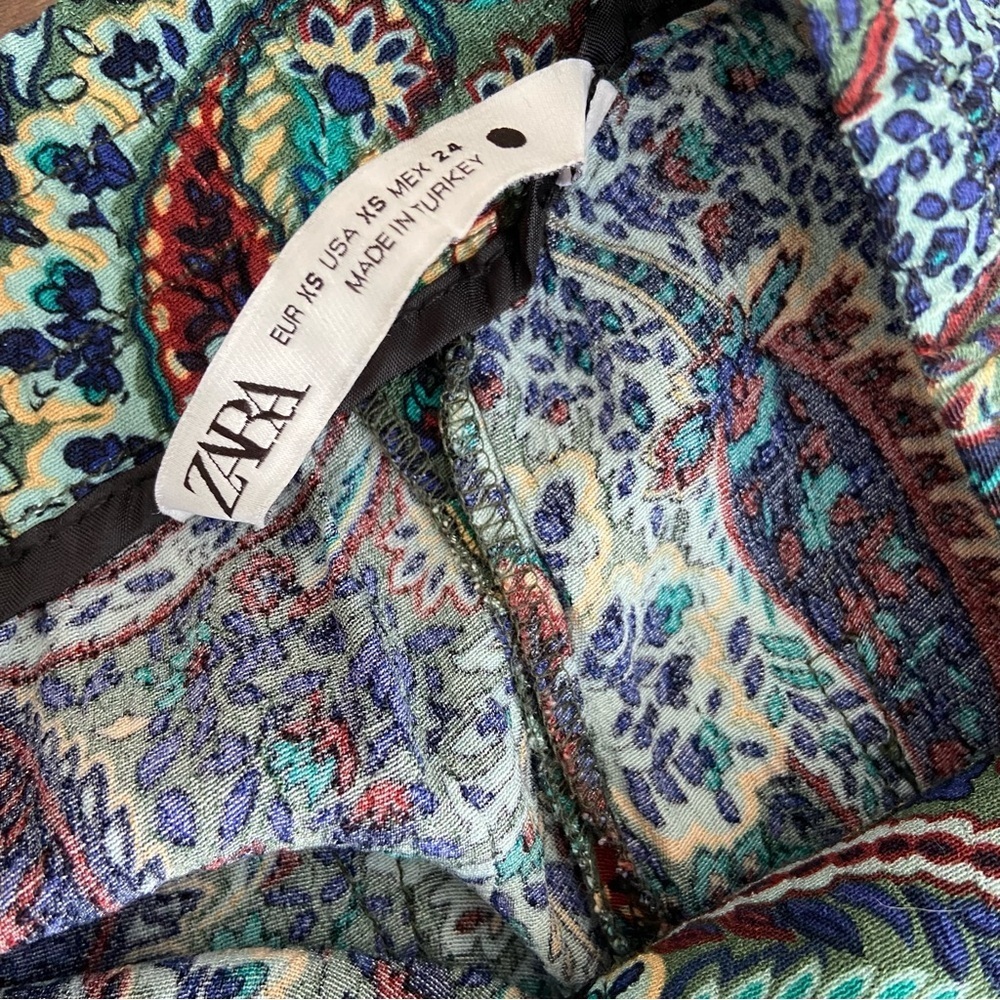 Zara Paisley Print Flare Pants Trousers Women’s Size XS - Picture 6 of 9